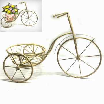 Metal Home and Garden Decoration Tricycle Flowerpot Stand Craft